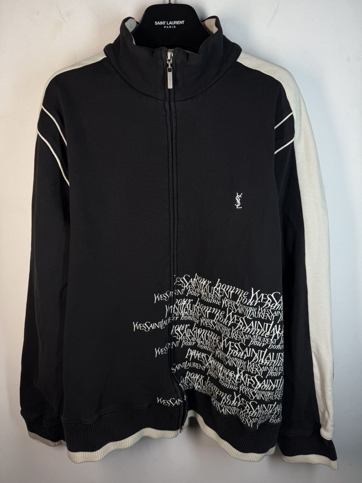 Yves Saint Laurent Black YSL Sweatshirt Zip Multilogo YSL Sweater YSL Jacket Size US XL / EU 56 / 4 - 3 Thumbnail