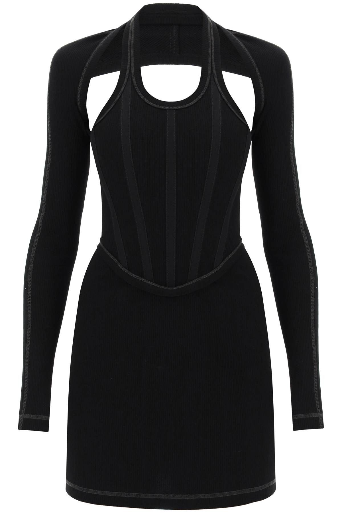 image of Dion Lee Modular Corset Minidress In Cotton Rib in Nero, Women's (Size XS)