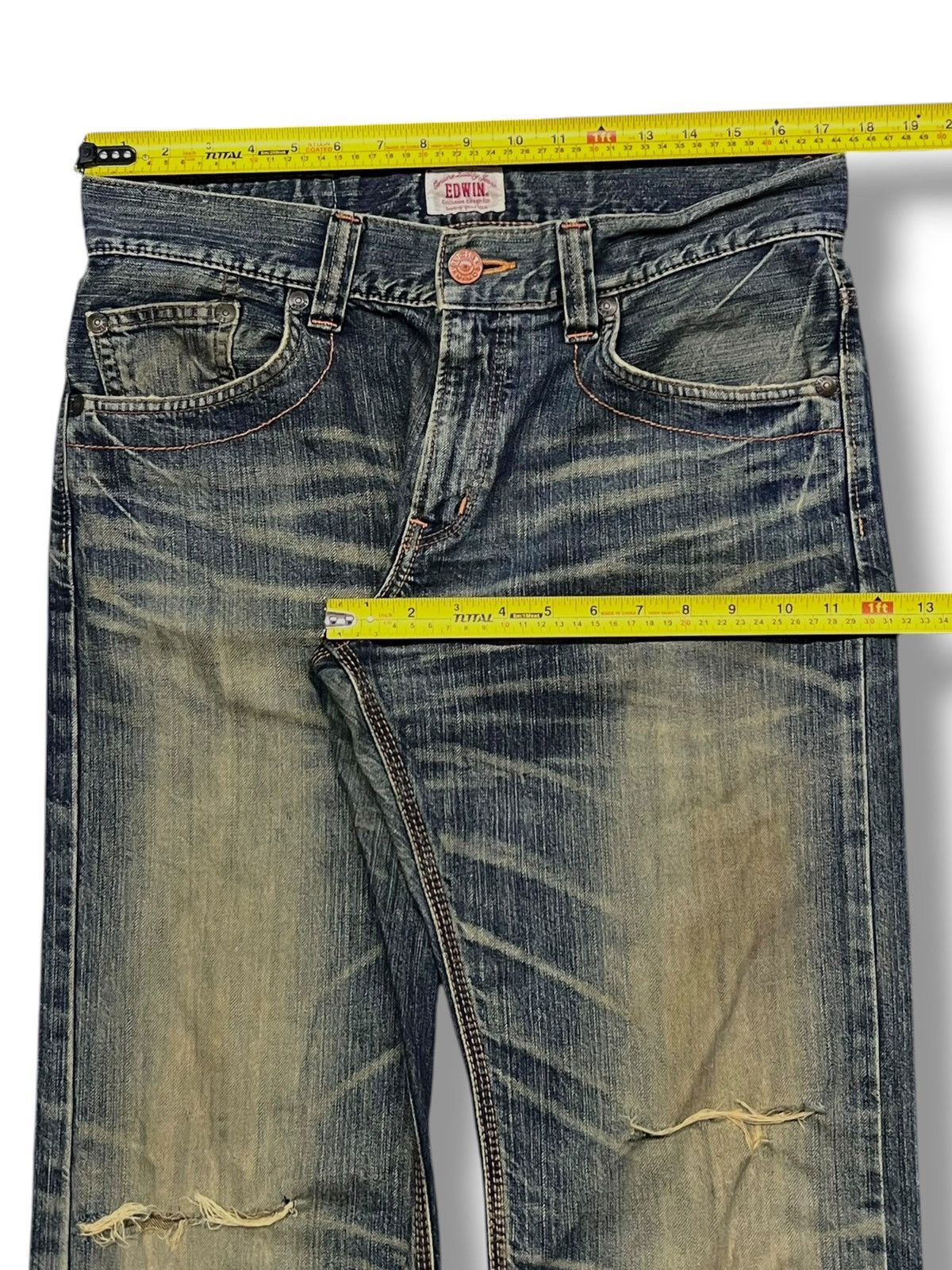 Edwin Loose Vintage Edwin 403XVS - Faded Mud Wash,Distressed Denim Size US 35 - 16 Thumbnail