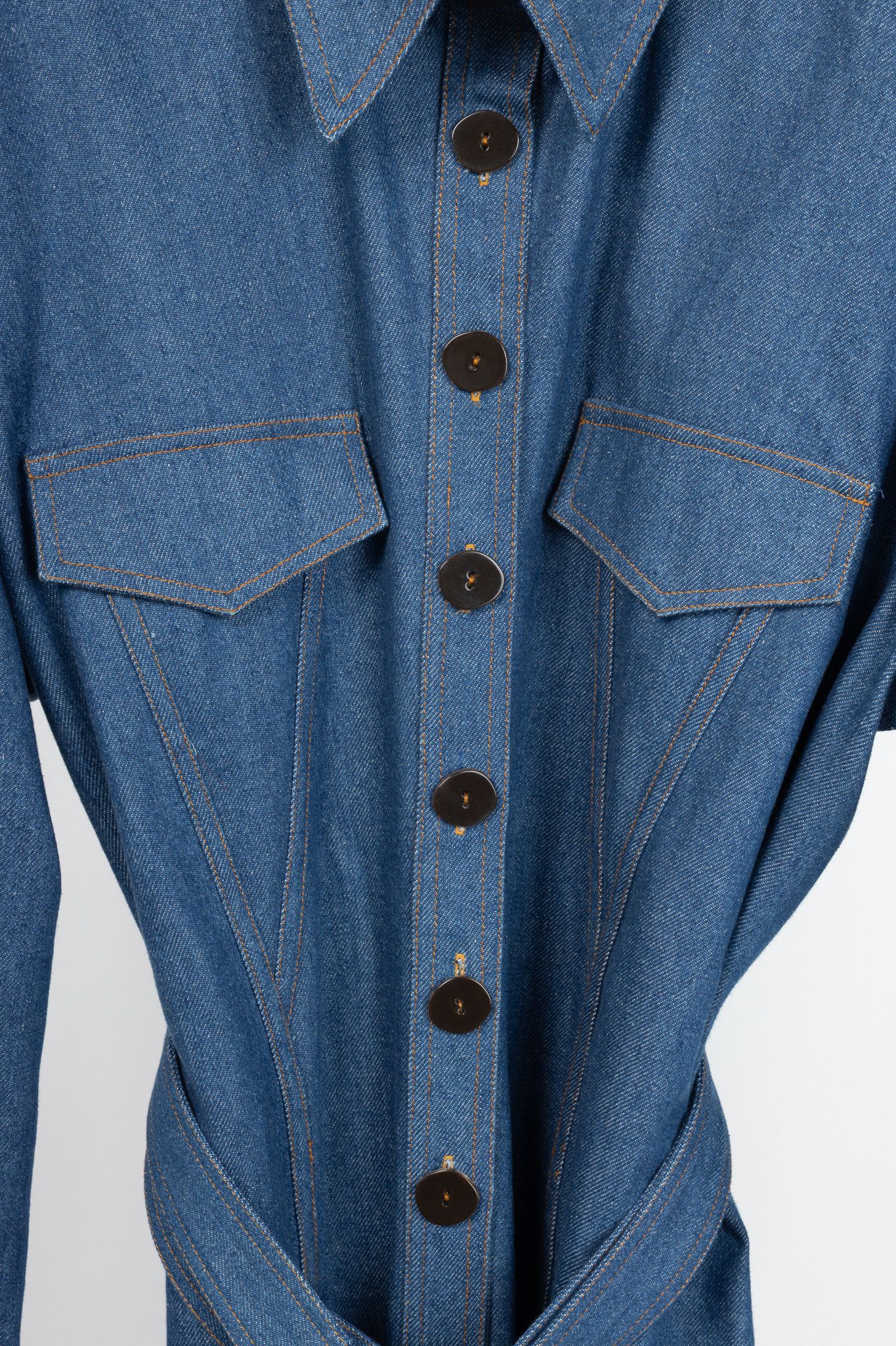 Other Marmar Halim Blue Denim Buttoned Belted Shirt Dress Size XL / US 12-14 / IT 48-50 - 9 Thumbnail