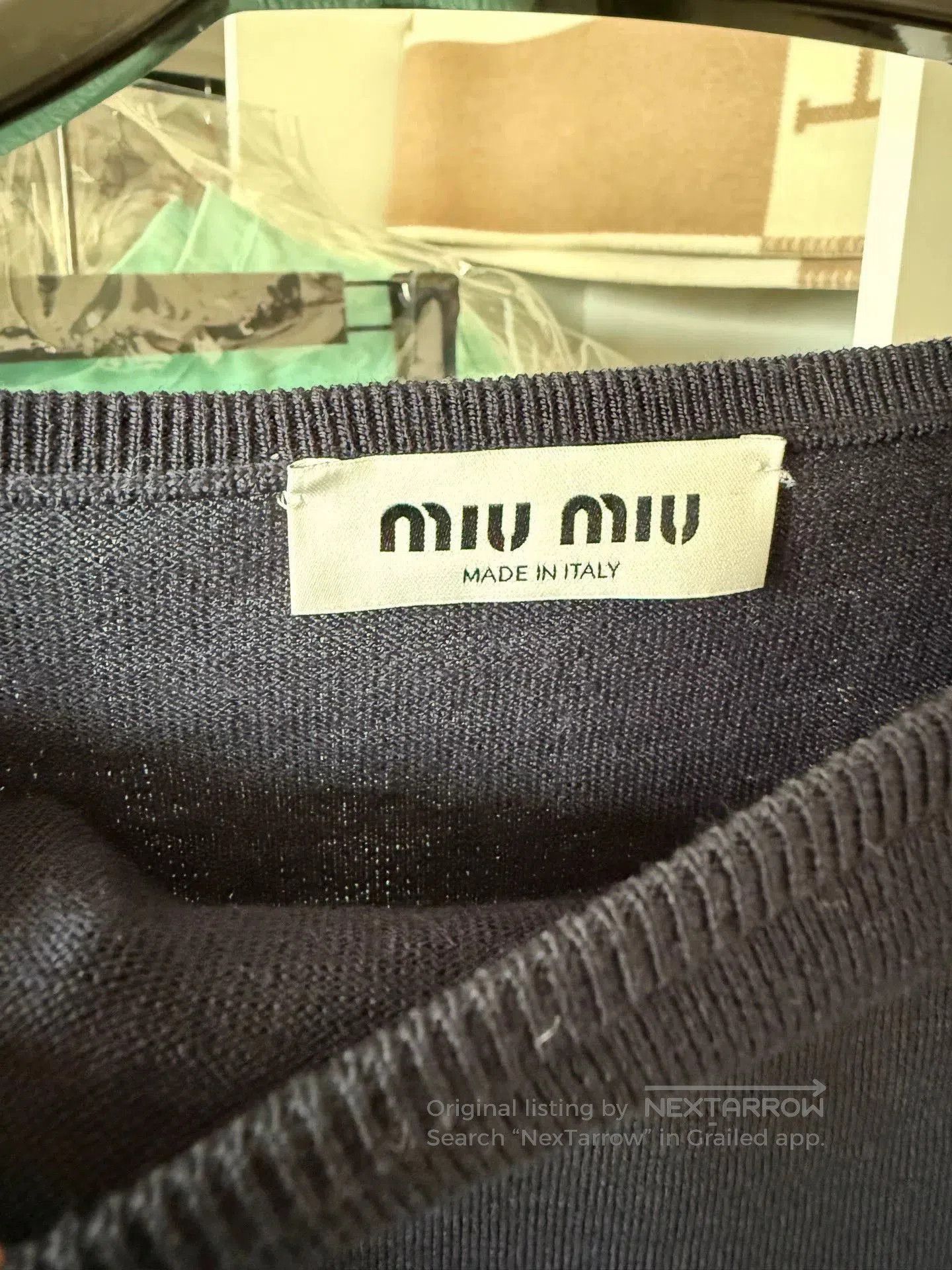 Miu Miu Miu Miu Off-Shoulder Reversible Blue Sweater. Size S / US 4 / IT 40 - 7 Thumbnail