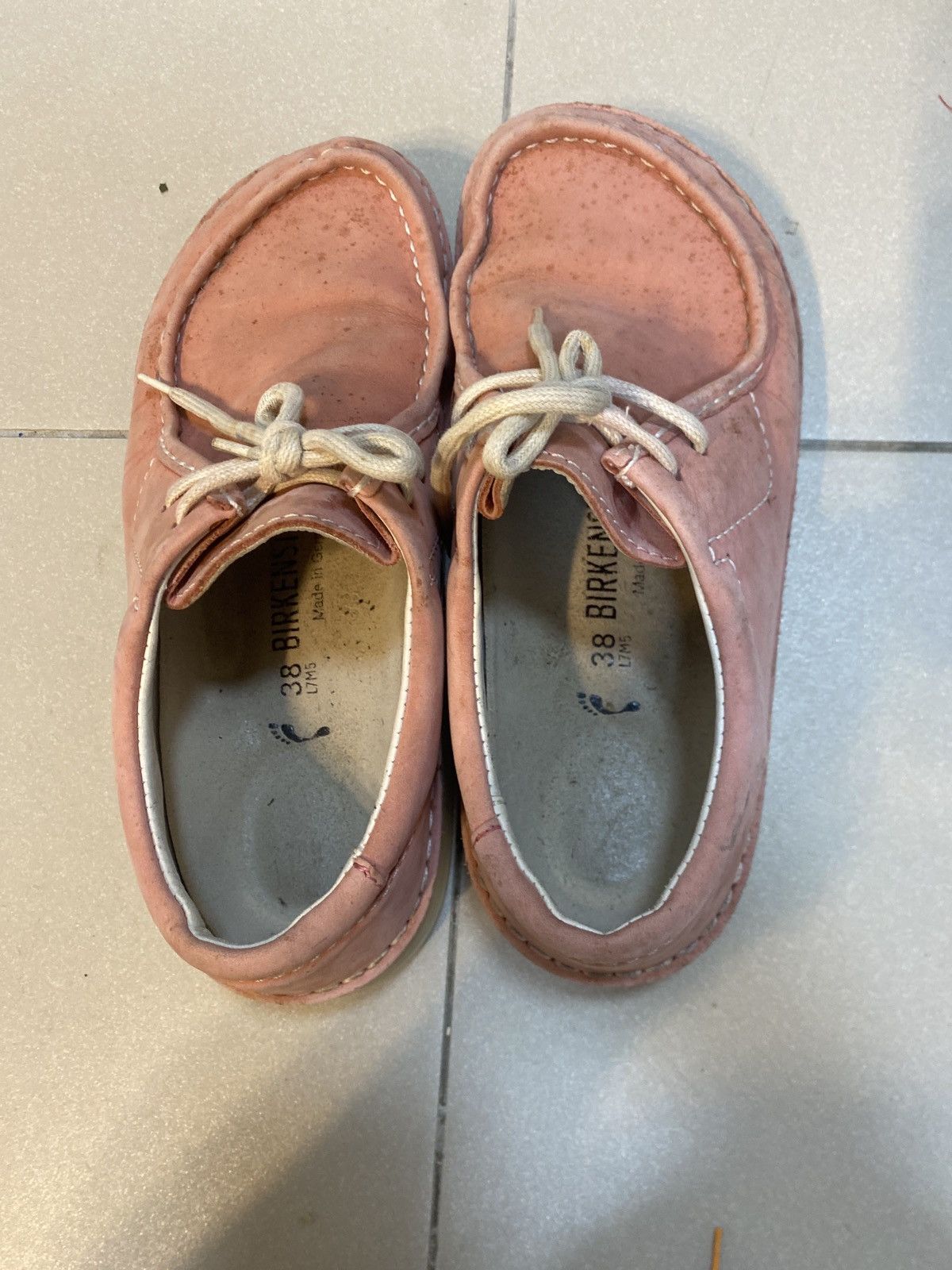 Birkenstock Title: Birkenstock Pink Suede Moc-Toe Lace-Up Shoes Size US 7 / EU 40 - 1 Thumbnail