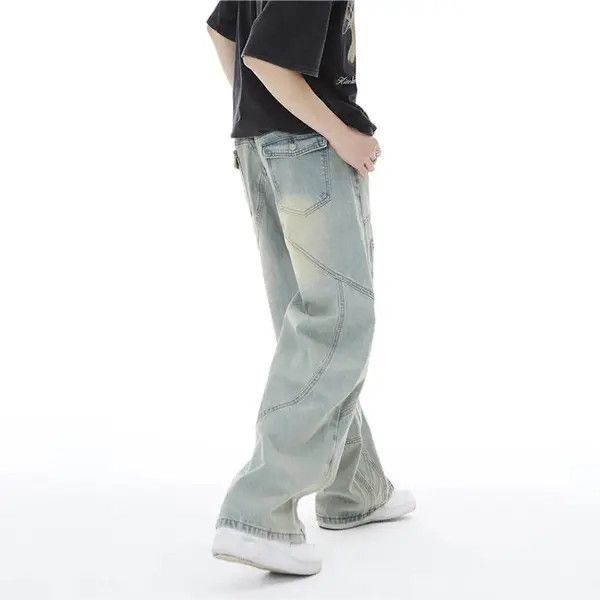 Jean × Vintage Topstitched Seam Baggy Flared Jeans Men y2k Size US 32 / EU 48 - 2 Thumbnail