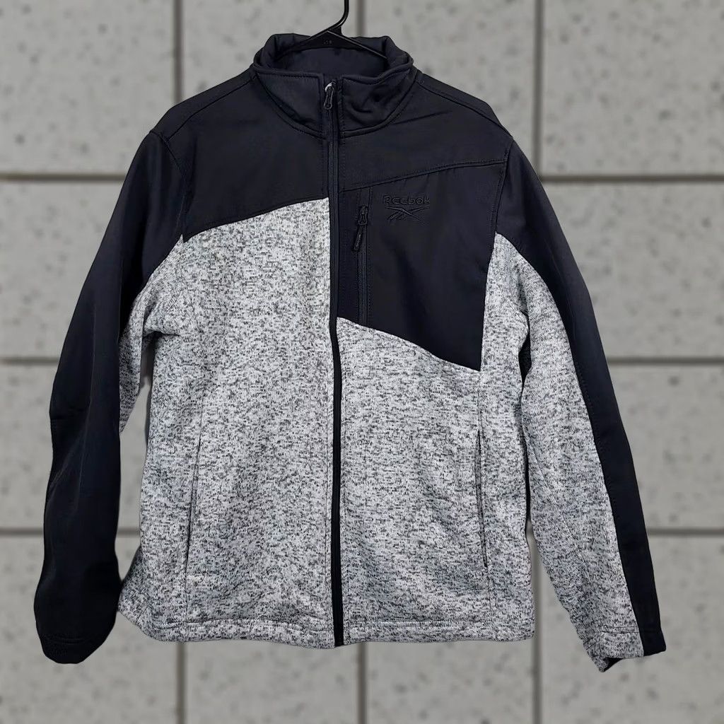 Reebok Reebok Mens Large Full Zip Fleece Jacket Gray Black Hooded Athletic Activewear Shirt? Size US L / EU 52-54 / 3 - 1 Thumbnail