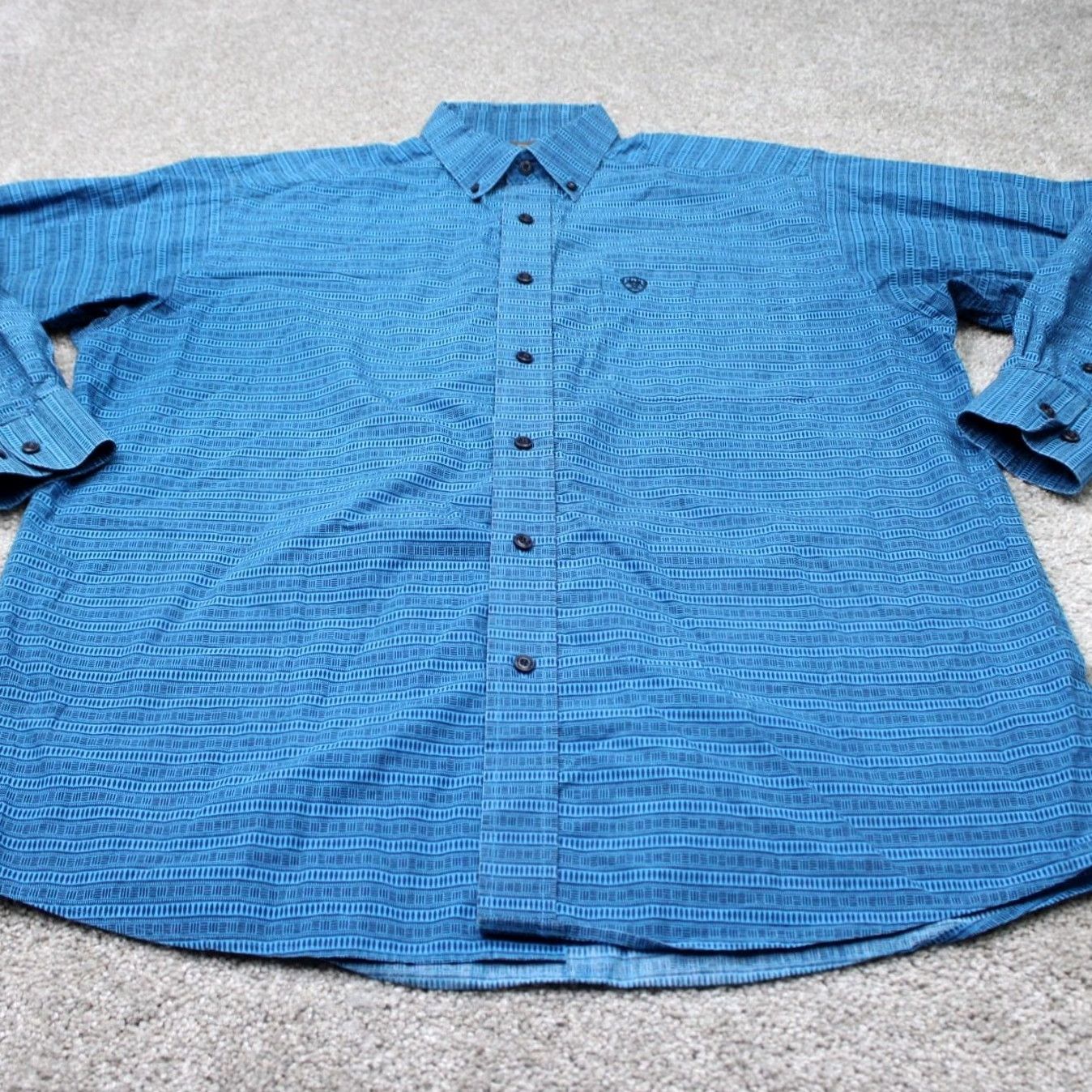 Ariat Ariat Beasley Button-Up Shirt Geometric Blue Mens Large Long Sleeve Classic Fit Western Cowboy Cap Collar Shirt-Blue 10041795 Size US L / EU 52-54 / 3 - 3 Thumbnail