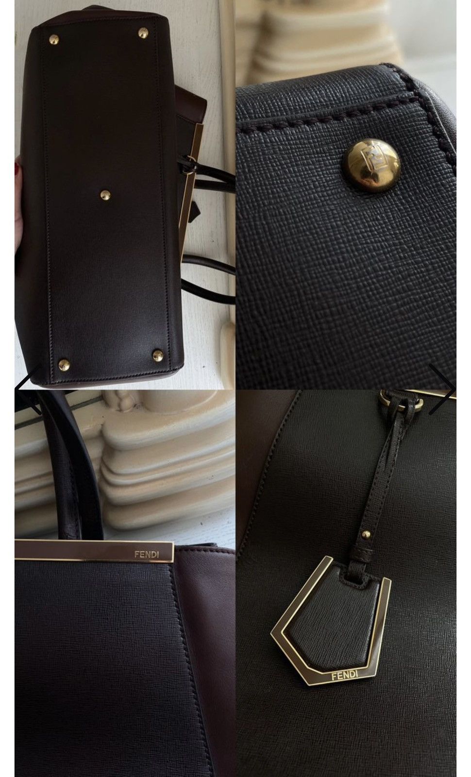 Fendi Fendi 2 Jours Large Brown Shopper Tote Bag Size ONE SIZE - 3 Thumbnail