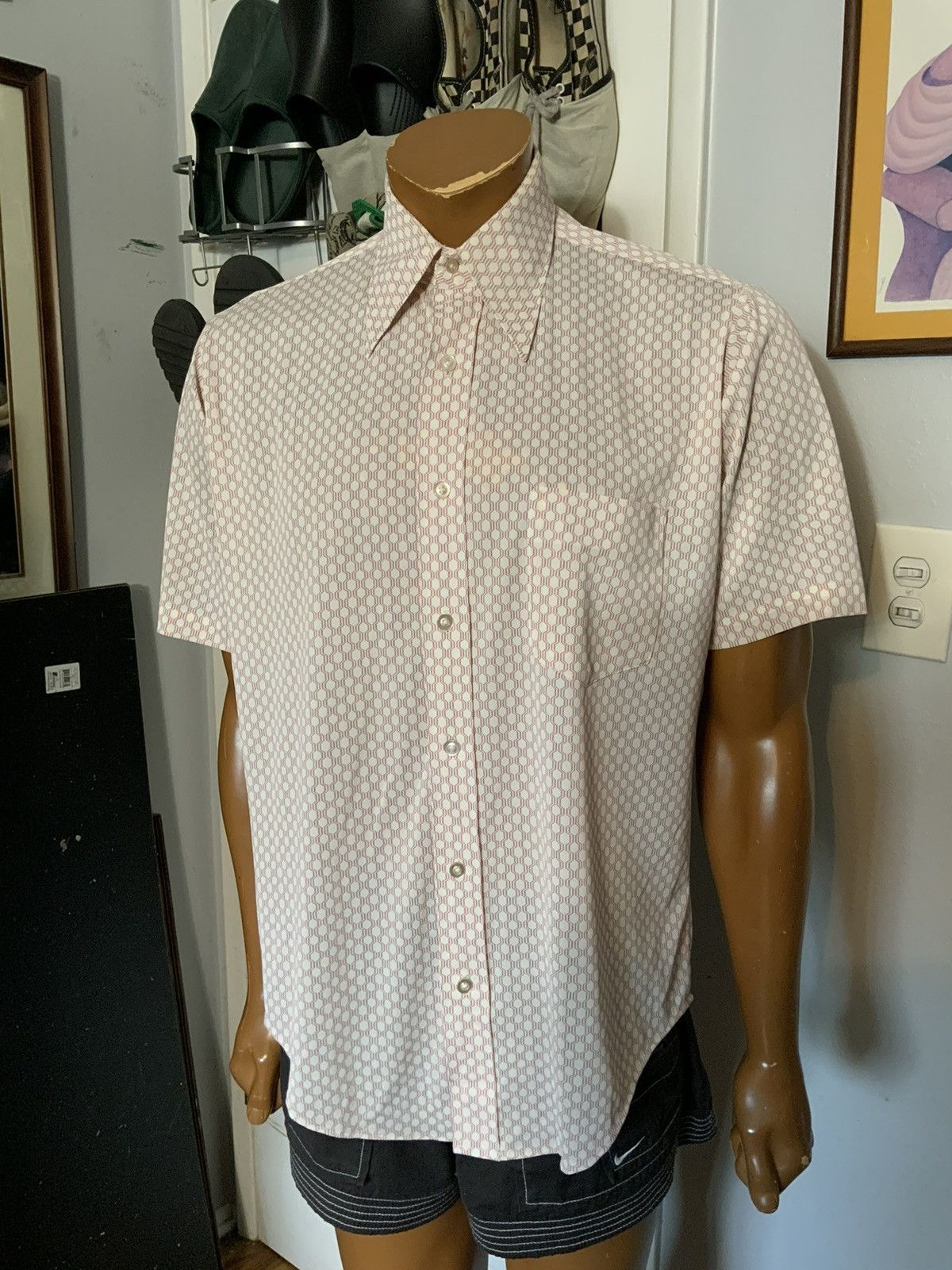 Vintage Vintage 60s 70s Norris Knit Pattern Disco Mod Button Shirt Size US M / EU 48-50 / 2 - 7 Thumbnail