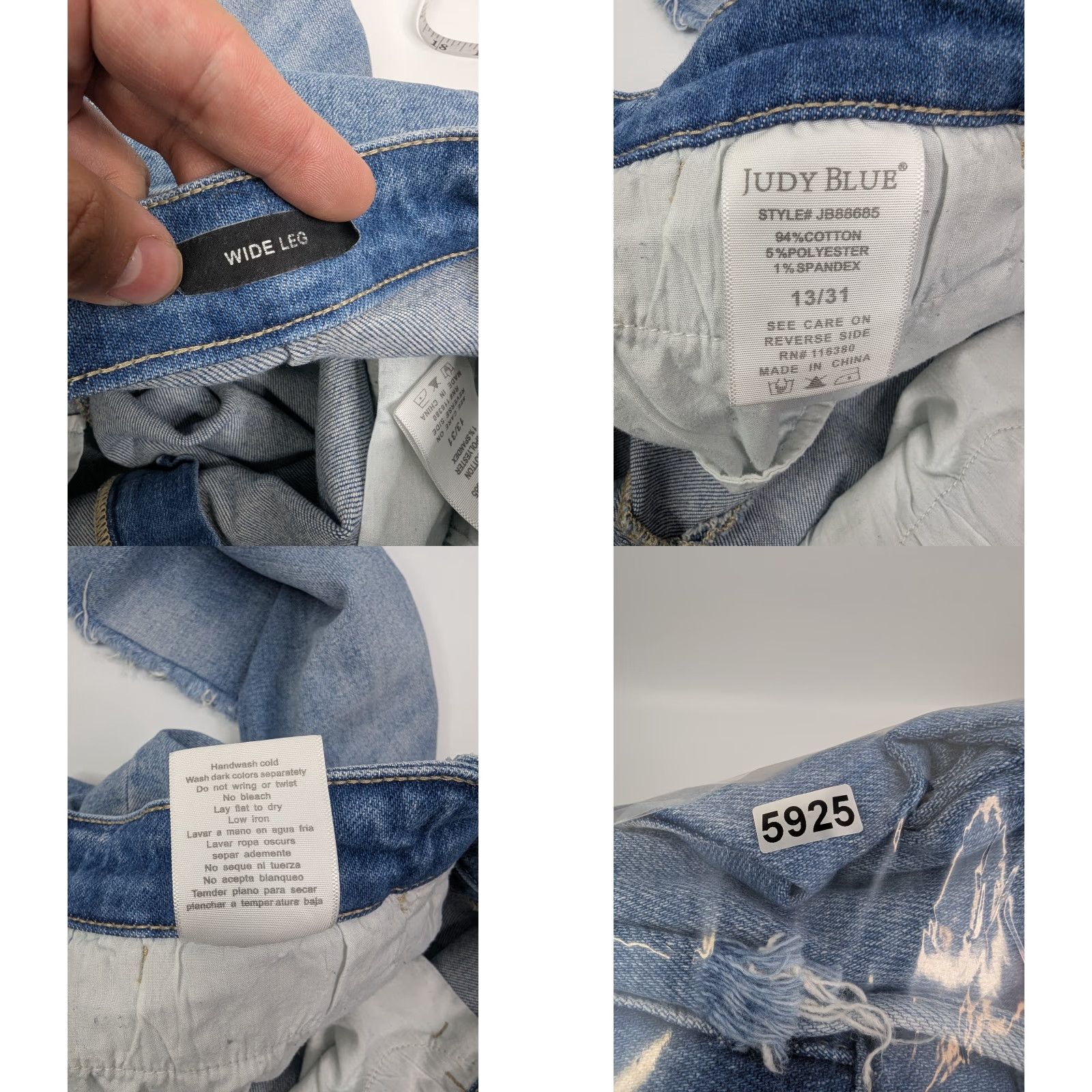 Vintage Judy Blue Fairmont High Rise Wide Leg Raw Hem Jeans Womens 13/31 Jeans Size 34" / US 12 / IT 48 - 9 Thumbnail