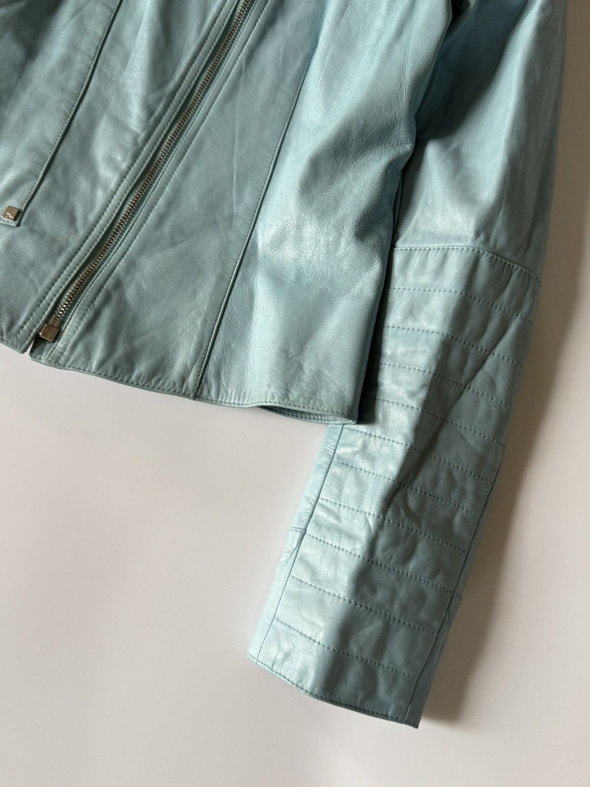 Dior Christian Dior John Galliano S/S2004 Turquoise Biker Jacket Size XS / US 0-2 / IT 36-38 - 6 Thumbnail