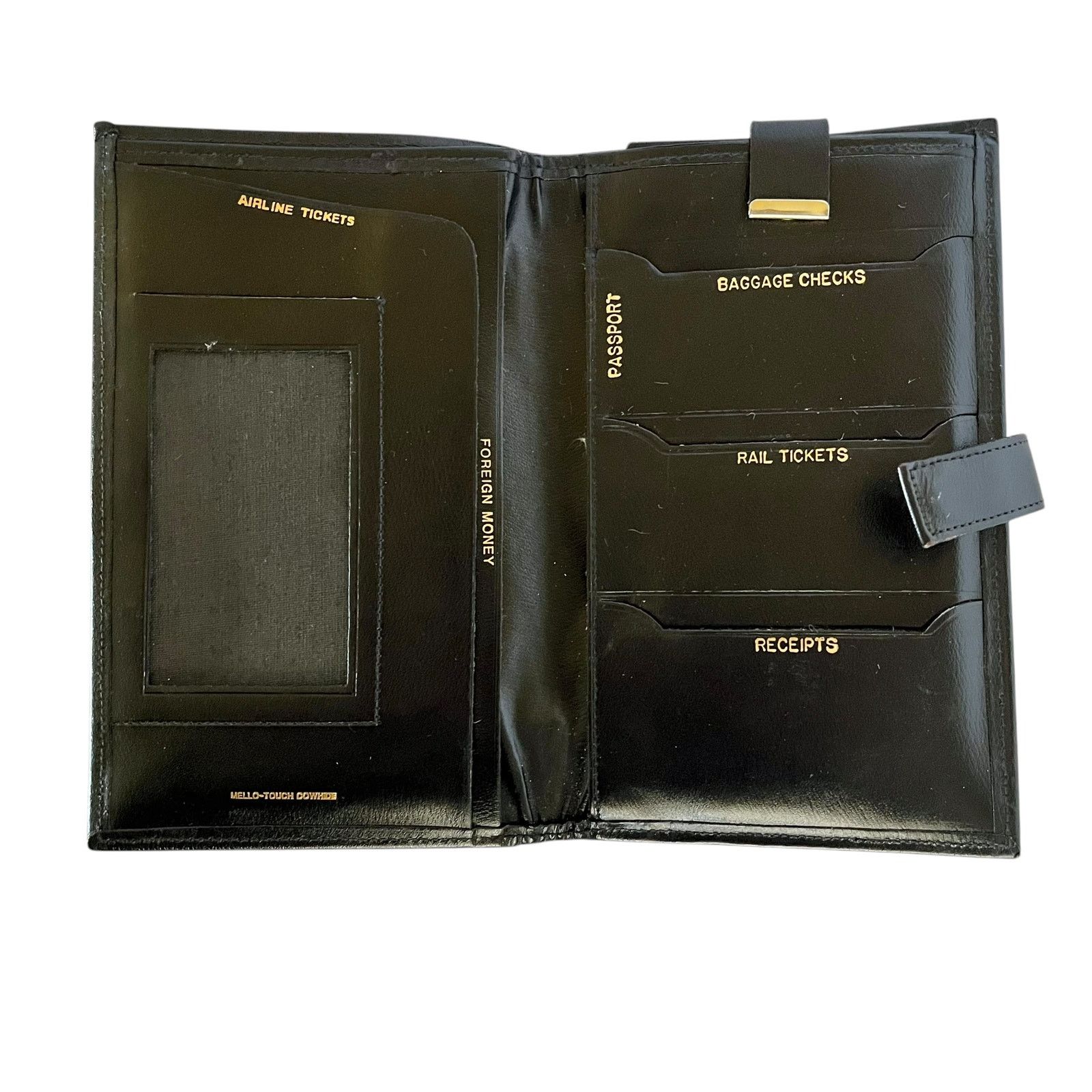 Vintage Vintage Black Cowhide Leather Travel Wallet Organizer Size ONE SIZE - 4 Thumbnail