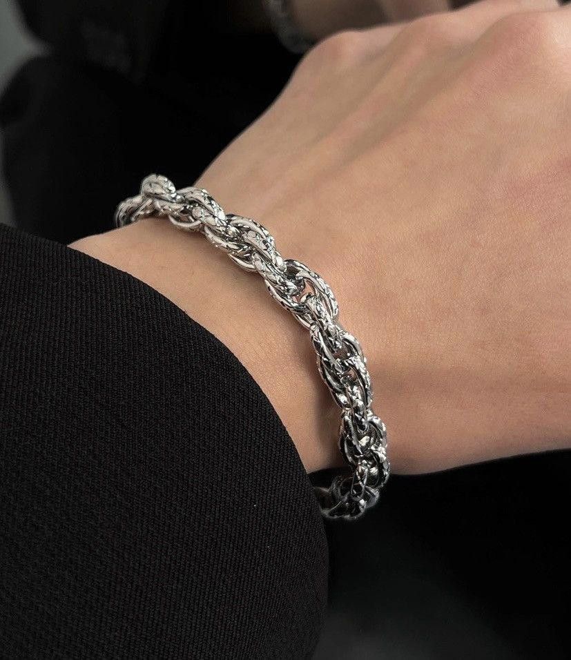 Jewelry Rope Chain Link Bracelet in Silver, Men's