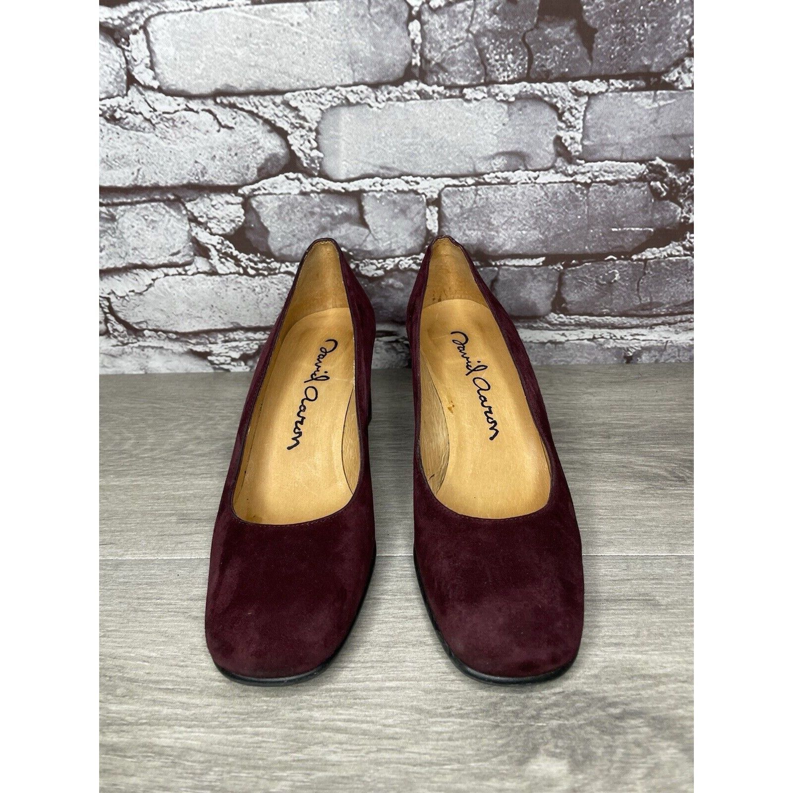 Other David Aaron Burgundy Maroon Suede Leather Round High Heels W Size US 6.5 / IT 36.5 - 2 Thumbnail