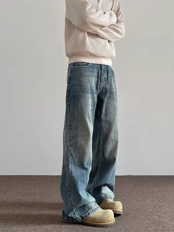 Japanese Brand High street Y2K washed and distressed baggy jeans Size US 34 / EU 50 - 2 Thumbnail