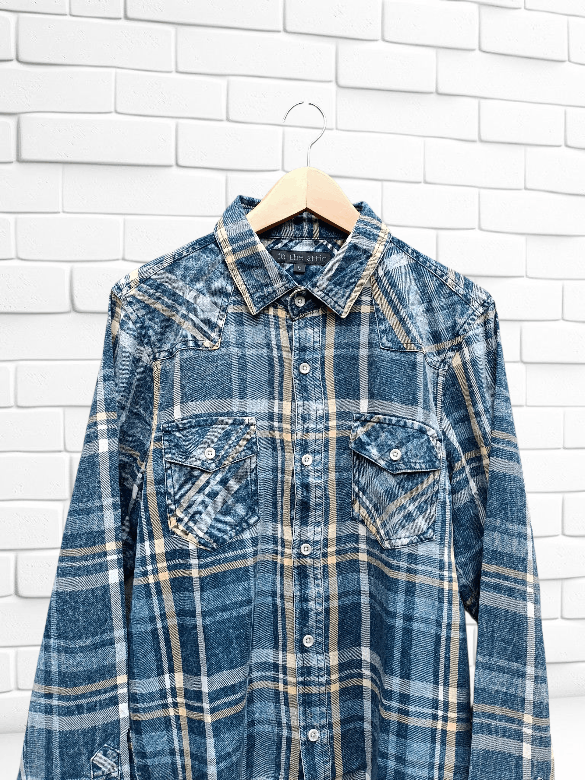 In The Attic In The Attic Denim Indigo Dyed Check Shirt Size US M / EU 48-50 / 2 - 3 Thumbnail