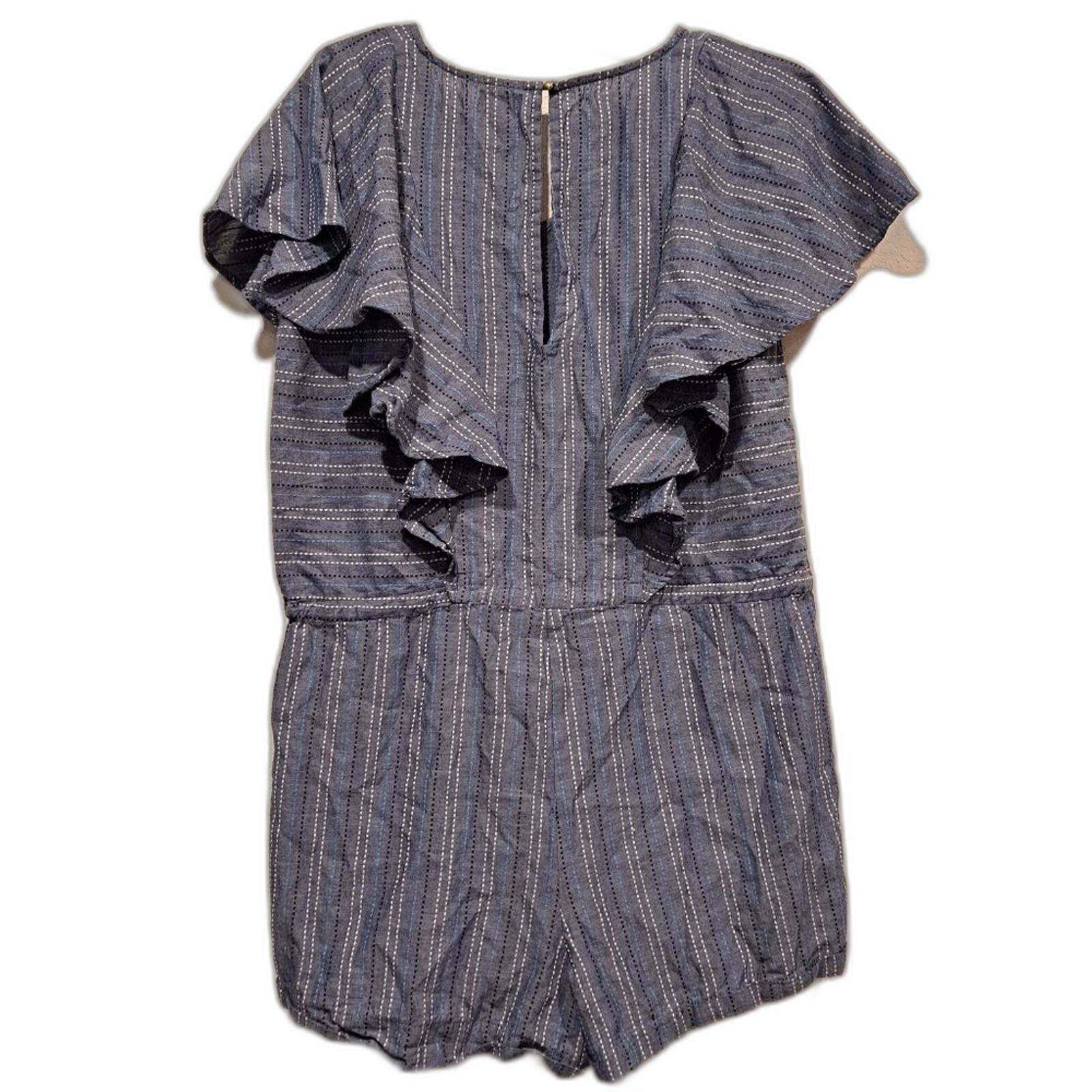 Other Mudpie ruffle flutter sleeve romper blue denim size M Size 36" / US 14 / IT 50 - 6 Thumbnail