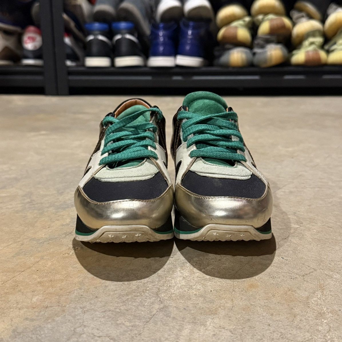 Jimmy Choo Jimmy Choo London Iconic Green Mix Media Logo Sneakers EU 35 Size US 5 / IT 35 - 6 Thumbnail