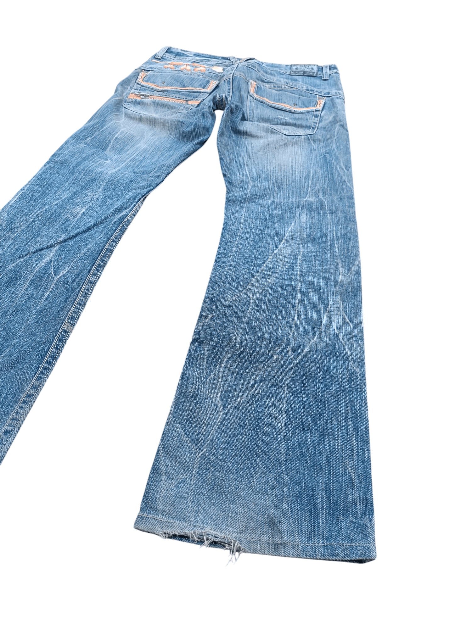 Japanese Brand FLARED Red Pepper Whiskers Low Rise Boot Cut Size US 35 - 2 Thumbnail