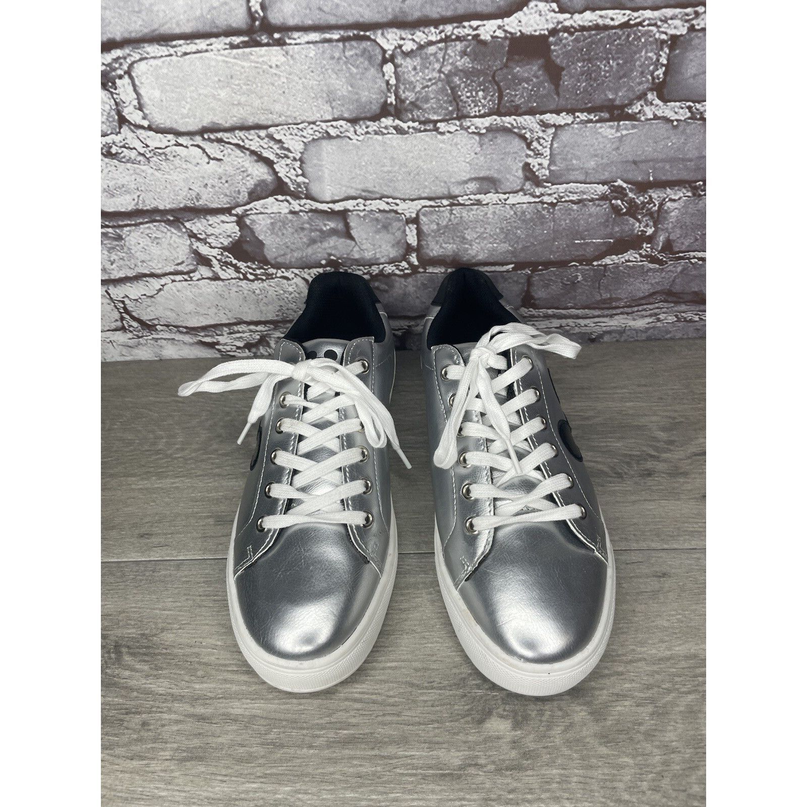 Disney Disney Mickey Mouse Silver Metallic Textile Lace Up Low Snea Size US 10 / IT 40 - 17 Thumbnail