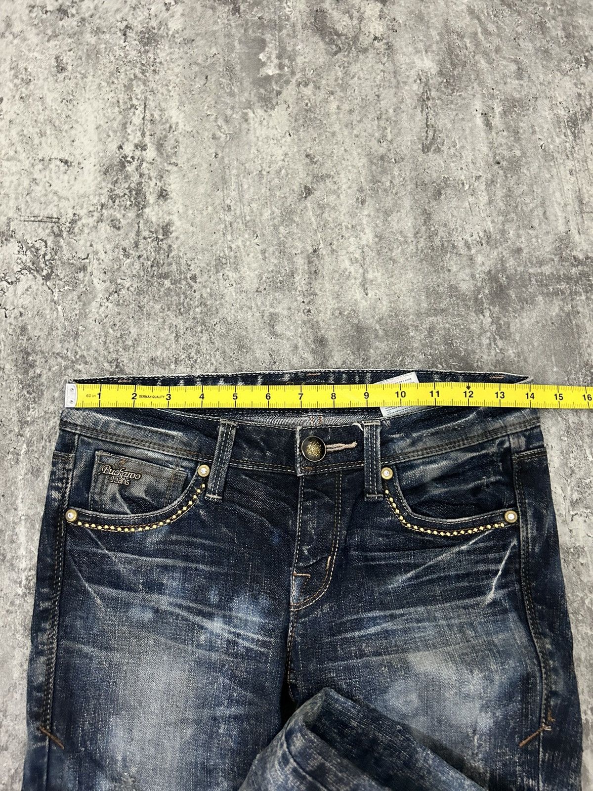 If Six Was Nine × Japanese Brand × Le Grande Bleu (L.G.B.) Buckaro Design Acid Wash Pattern Distressed Denim Pants Size 28" / US 6 / IT 42 - 18 Thumbnail