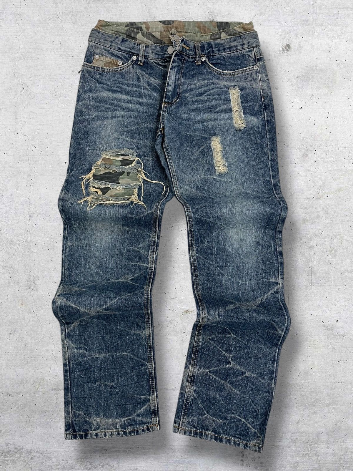 Japanese Brand VINTAGE ATTACHTMENT 90S JAPAN DOUBLE WAIST ARMY RIPPED DENIM Size US 30 / EU 46 - 1 Thumbnail