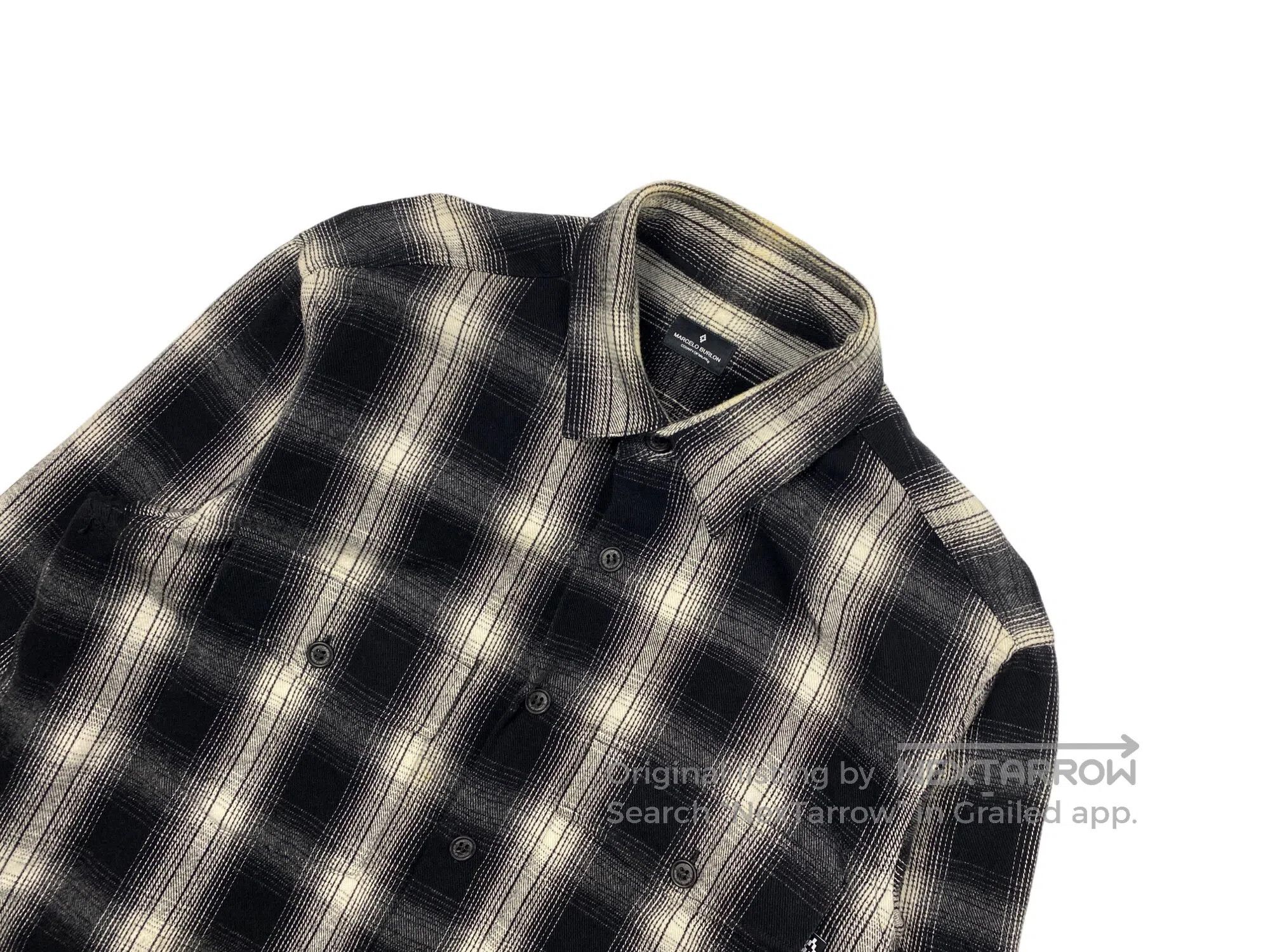 Marcelo Burlon Marcelo Burlon Printed Black and White Gingham Shirt Size US L / EU 52-54 / 3 - 3 Thumbnail