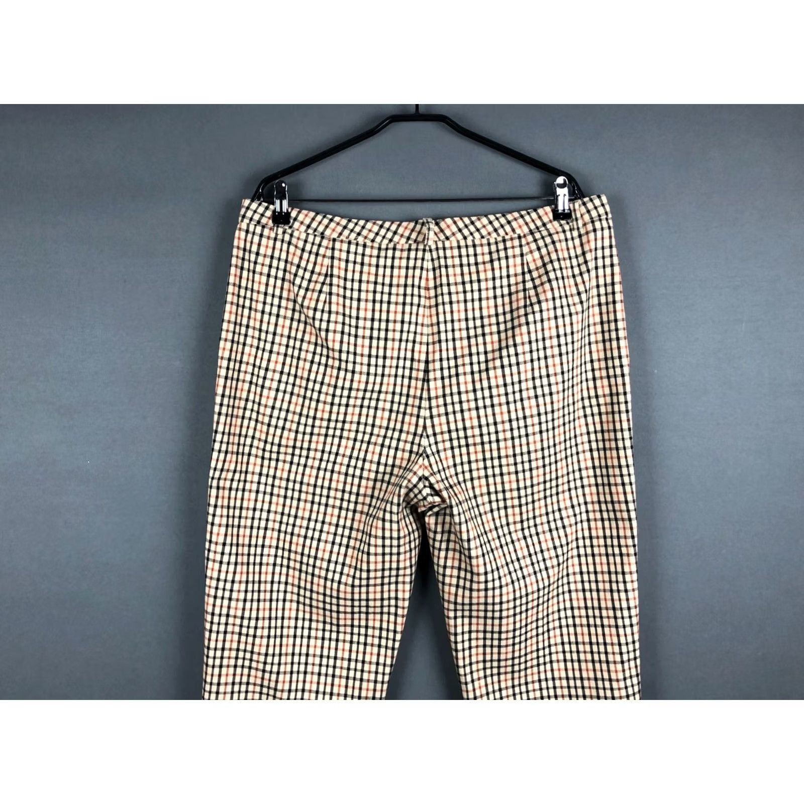 DAKS Daks London Women's Pants Check Beige Cotton Elastane 20 Regular Chino Straight Pocket Belt Loops Vintage: No Release Size 42" / US 20 - 3 Thumbnail