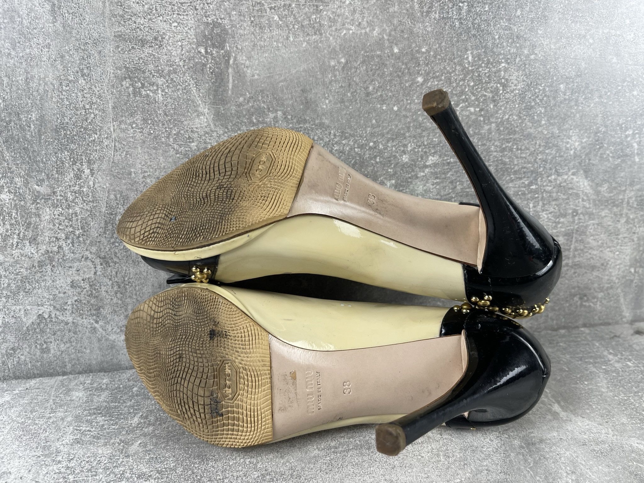 Miu Miu Miu miu rubber open toe beige / black pumps heels shoe Size US 8 / IT 38 - 9 Thumbnail