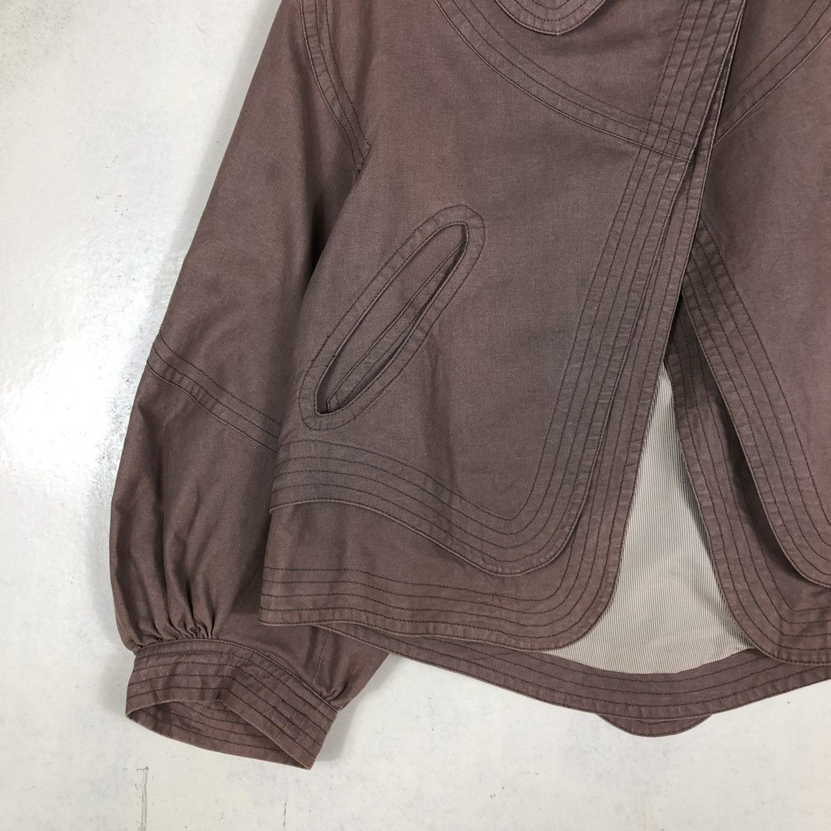 Issey Miyake 📌CROPPED BIKER JACKET DOUBLE LAYER TSUMORI CHISATO Size US M / EU 48-50 / 2 - 6 Thumbnail