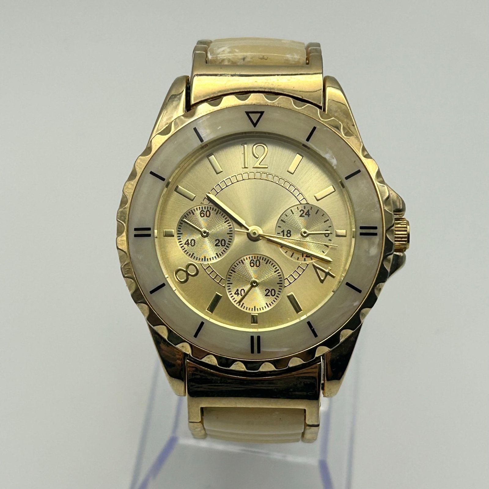 Other Women’s Gold Tone Chronograph Style Dial Watch New Battery Size ONE SIZE - 2 Thumbnail