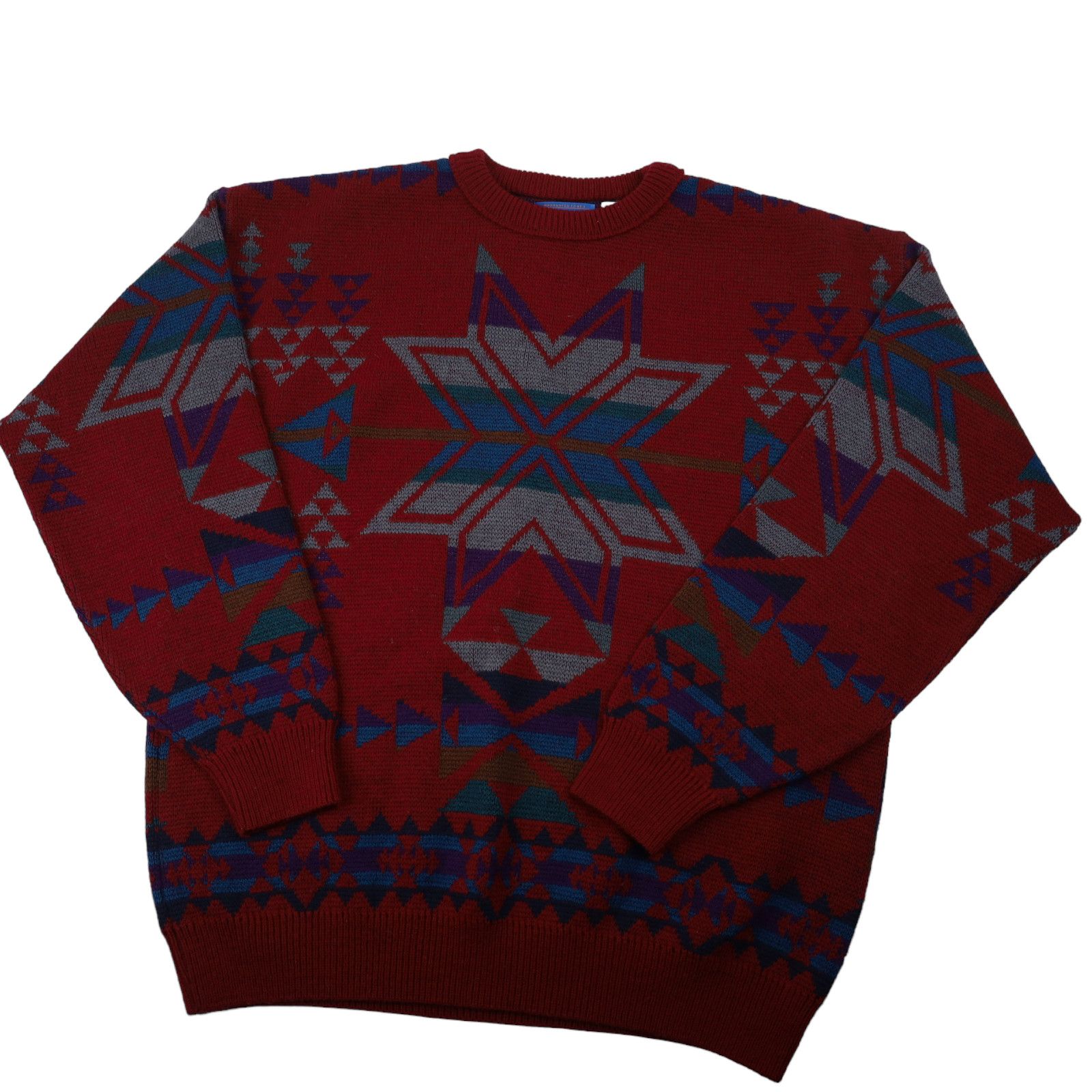 image of Pendleton Western Wear Aztec Snowflake Wool Sweater in Red, Men's (Size Large)