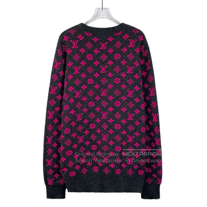 Louis Vuitton Louis Vuitton Dark grey back logo full print cashmere crew Size US XL / EU 56 / 4 - 2 Thumbnail