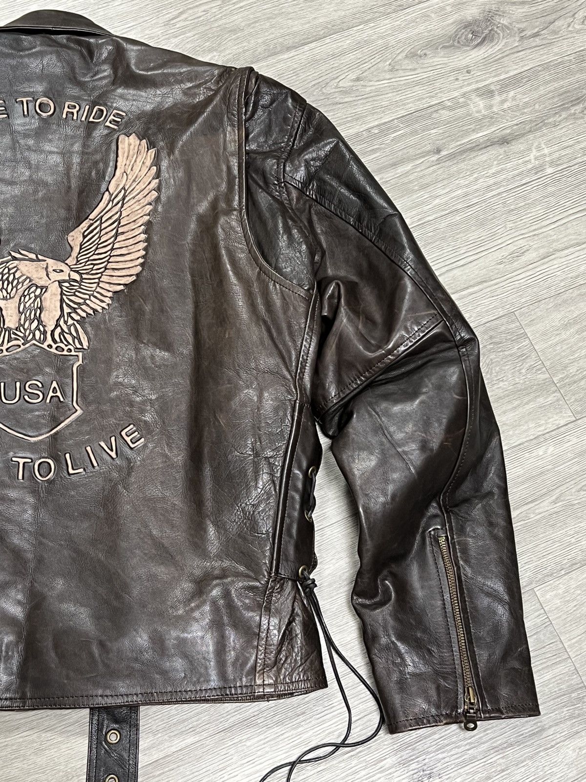 Vintage Vintage men’s leather jacket motorcycle USA Size US XL / EU 56 / 4 - 7 Thumbnail