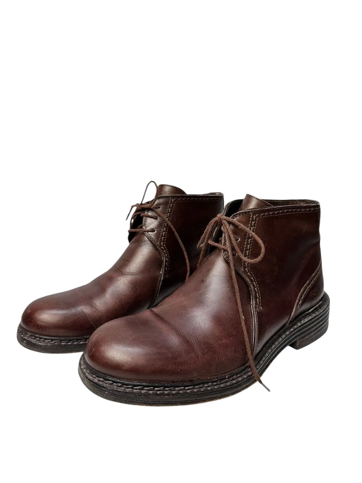 14th Addiction Vintage Gianni Versace brown leather boots lace-up handmade Size US 7.5 / EU 40-41 - 4 Thumbnail