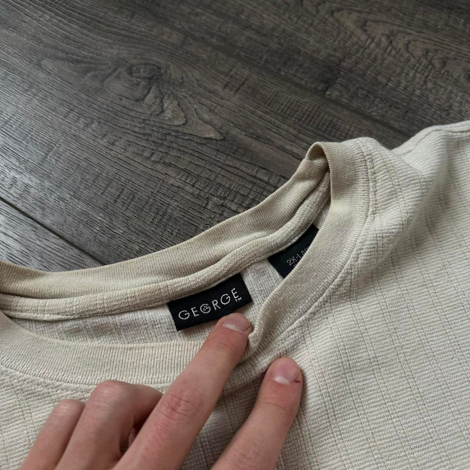 Vintage Vintage Y2K Striped Boxy Oversized Blank Cream Tan Shirt Top Size US XXL / EU 58 / 5 - 5 Thumbnail