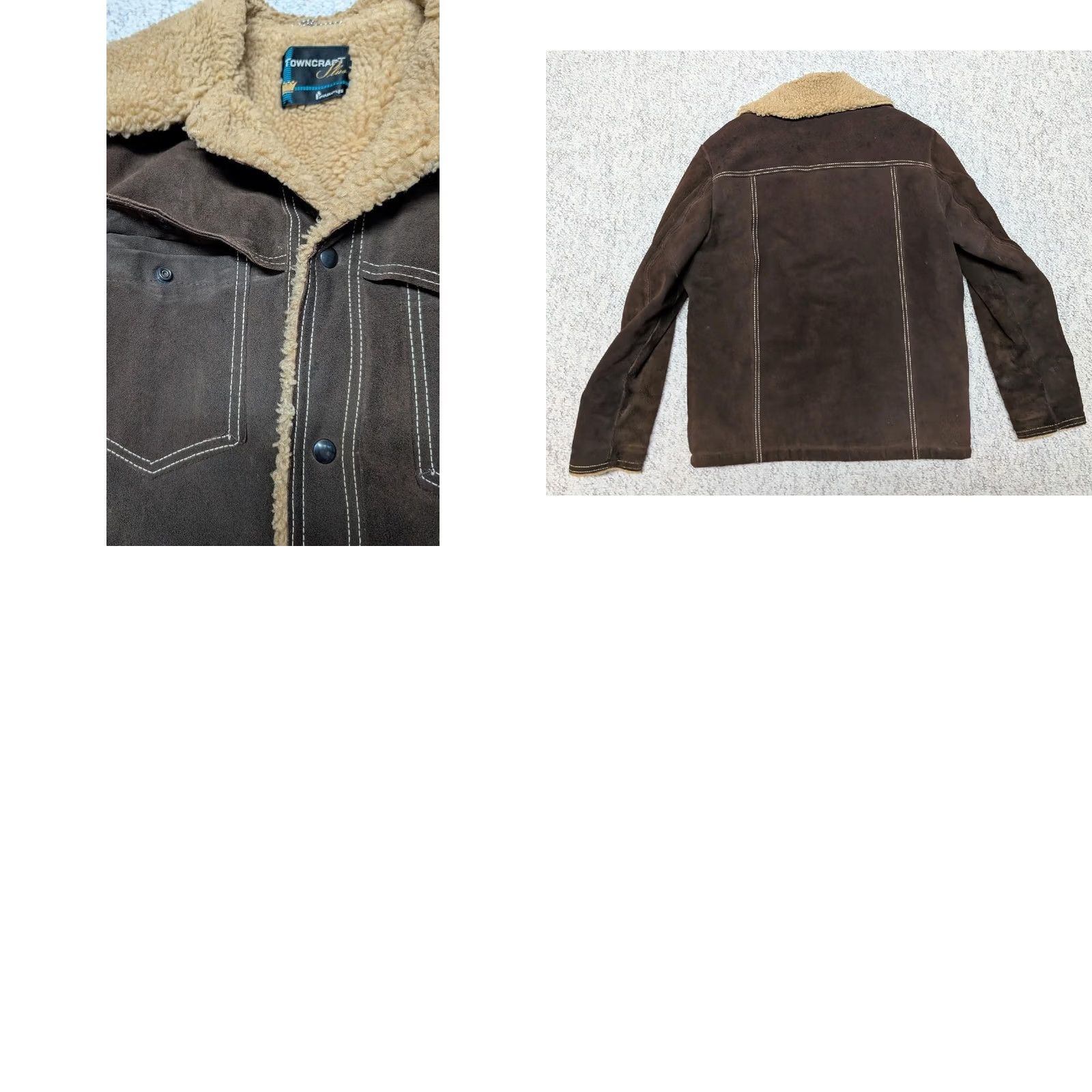 JCPenney VINTAGE WESTERN sherpa TRUCKER Jacket M brown COWHIDE split-suede cowboy Mens Size US M / EU 48-50 / 2 - 8 Thumbnail