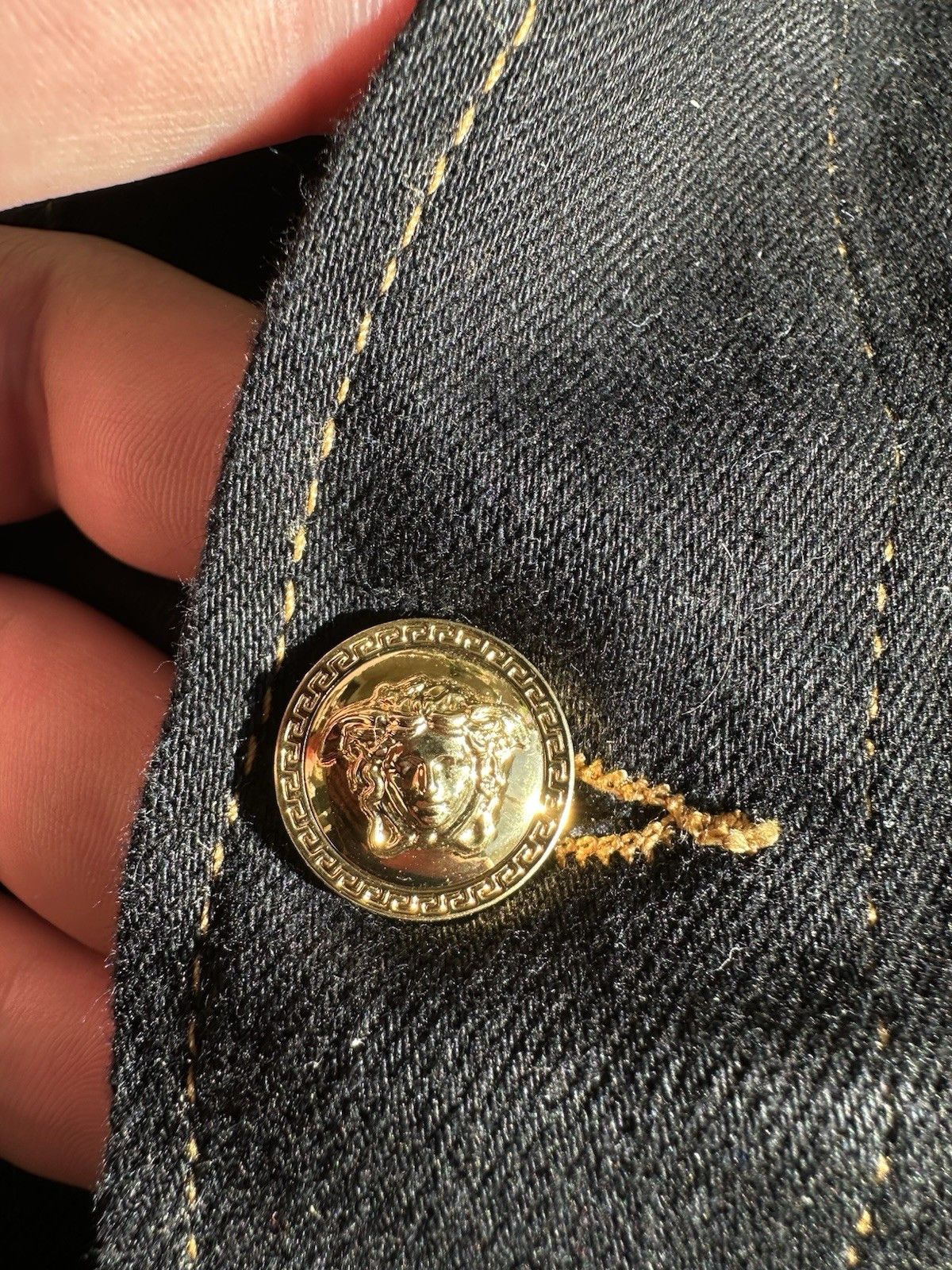 Versace Black Versace Jean Jacket With Great Gold Details, Buttons, Size US XL / EU 56 / 4 - 3 Thumbnail