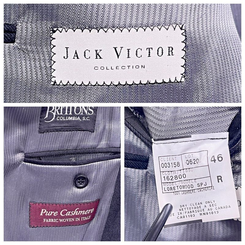 Jack Victor Jack Victor Pure Italian Cashmere Sport Coat Black Mens 46R Size 46R - 7 Thumbnail