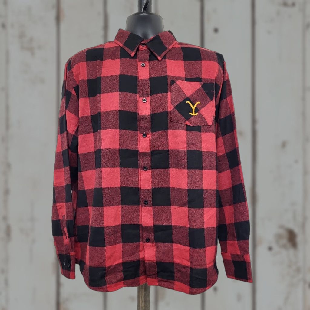 Vintage Yellowstone Shirt Mens Size 2XLarge Red & Black Flannel Long Sleeve Dutton Ranch Size US XXL / EU 58 / 5 - 1 Thumbnail