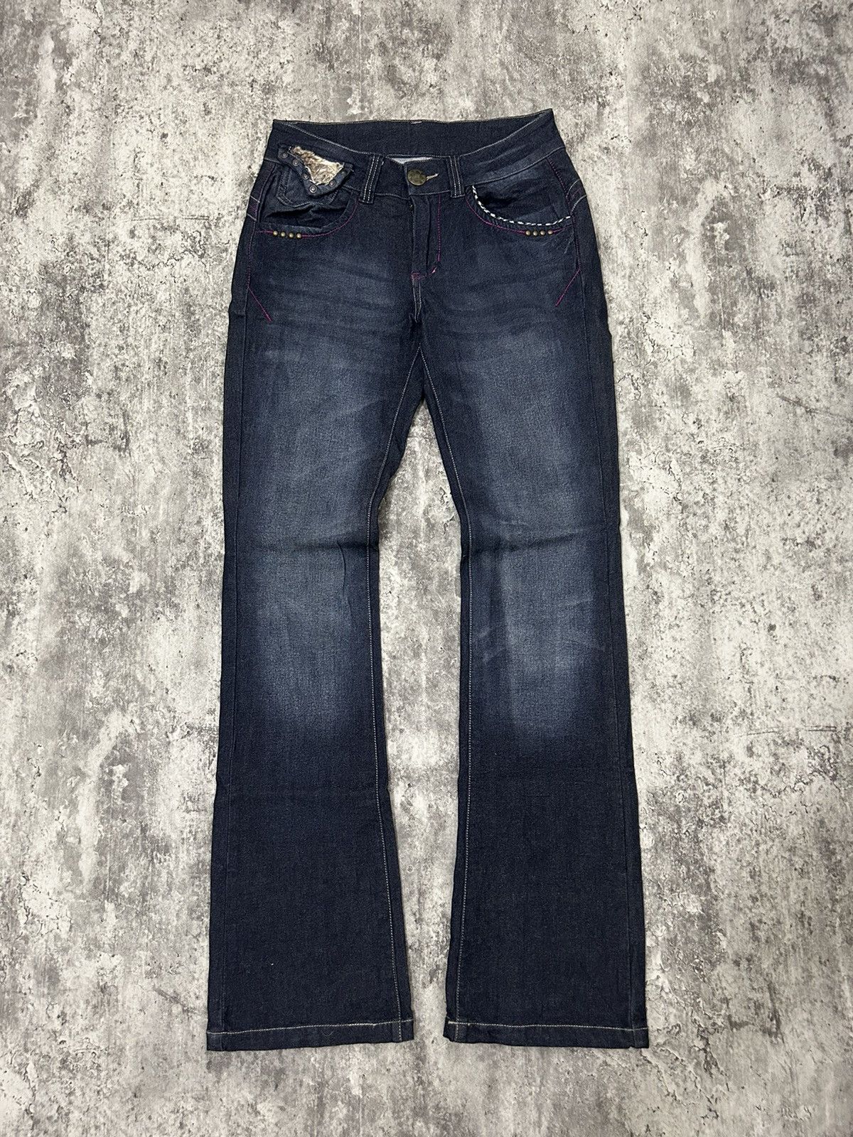 If Six Was Nine × Le Grande Bleu (L.G.B.) × Tornado Mart Maliani Mudwash Studded Boot Cut Jeans Size US 28 / EU 44 - 3 Thumbnail