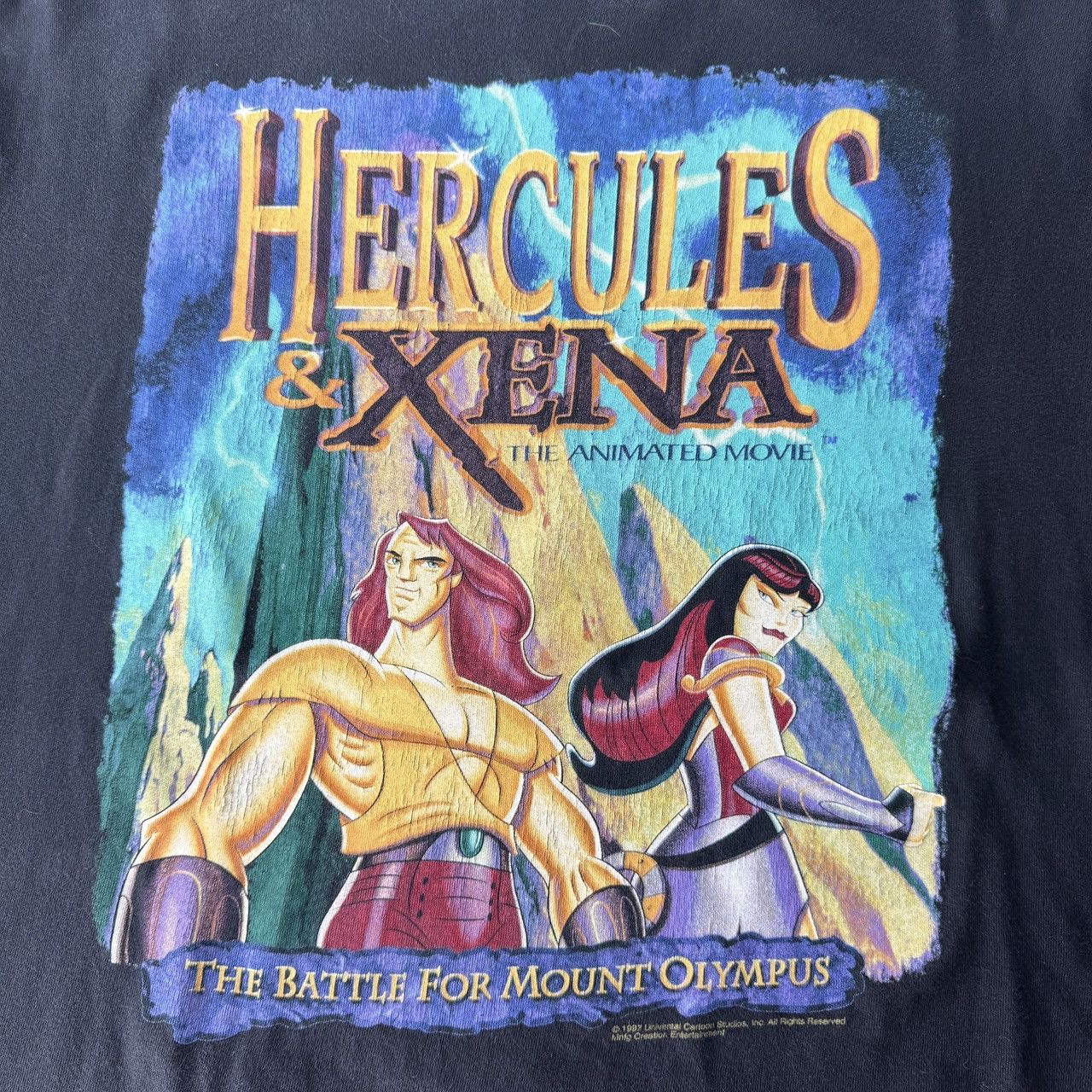 Vintage 90s Hercules Xena The Black Battle 1997 Tee