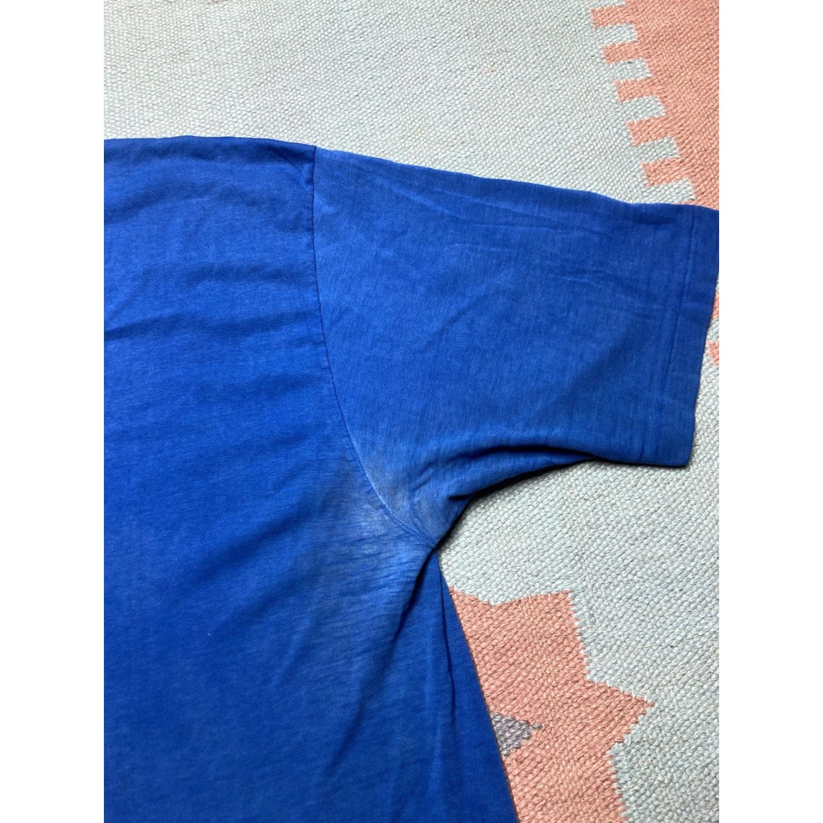 Vintage VINTAGE Healthknit T-Shirt V-Neck Shirt Men 4XL Blue 1980s Distressed Thin Soft Blank Size US XXL / EU 58 / 5 - 6 Thumbnail