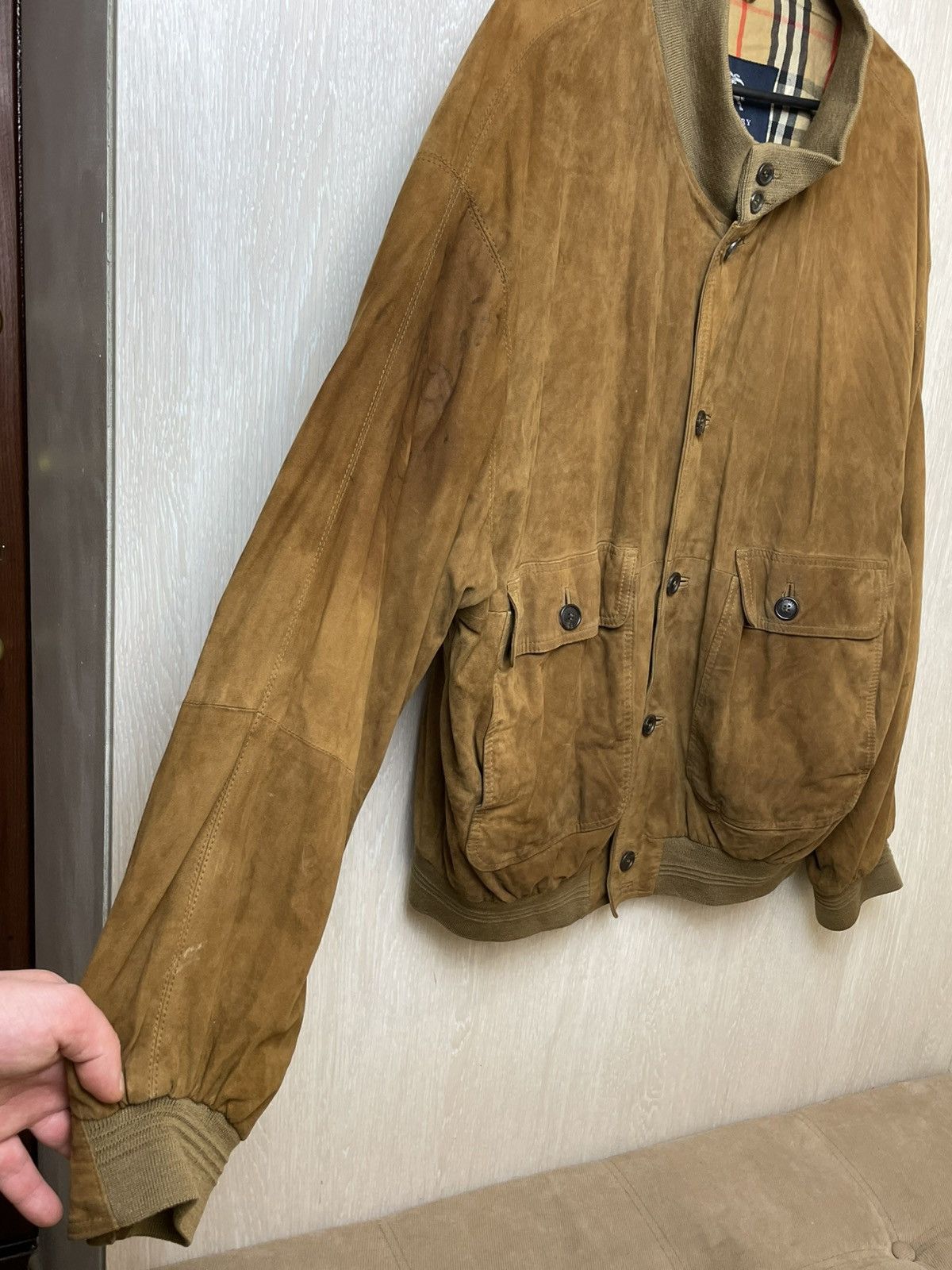 Burberry Vintage Burberry Leather Bomber Jacket Size US XL / EU 56 / 4 - 3 Thumbnail