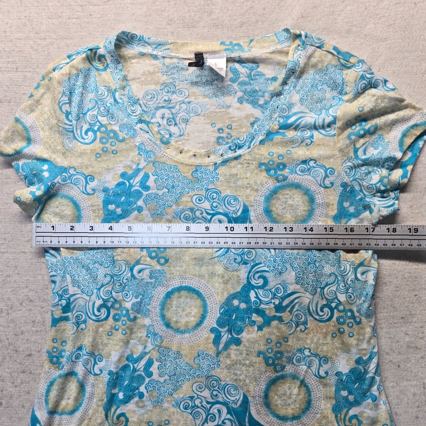 Vintage New Directions Blue Short Sleeve Shirt Adult Women's Large Casual T-Shirt Size L / US 10 / IT 46 - 4 Thumbnail