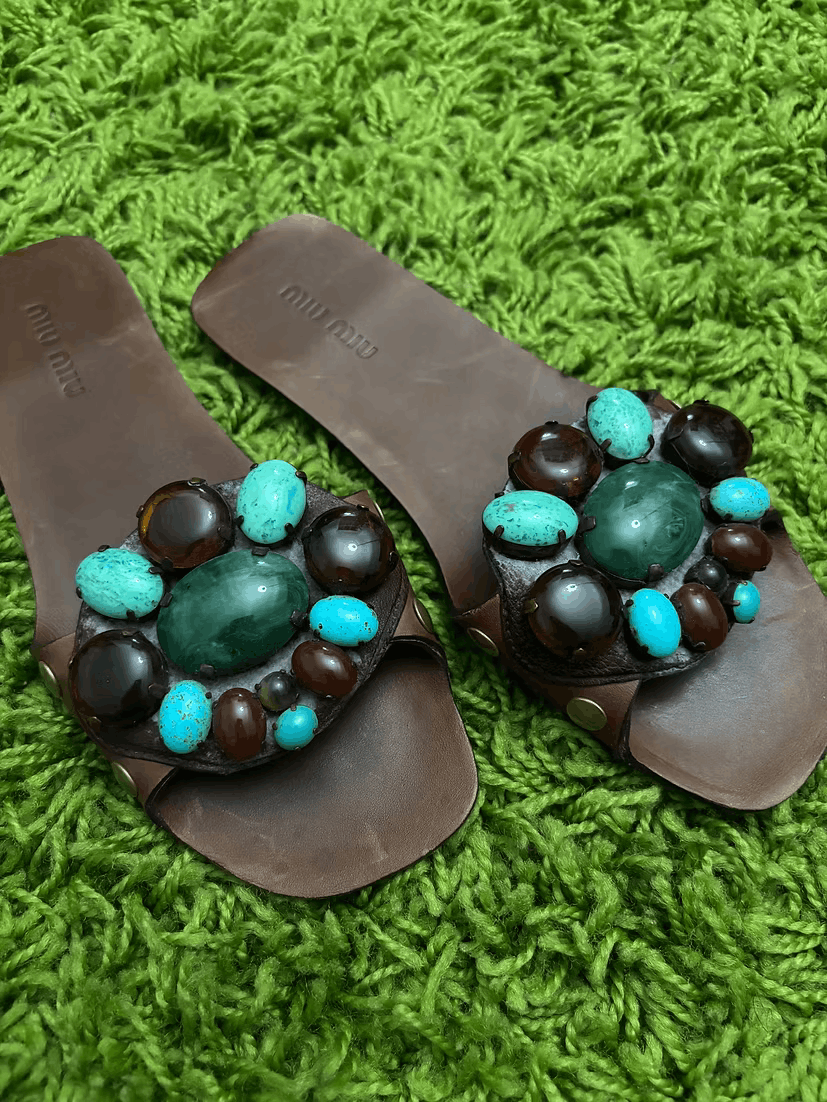 Miu Miu SS2005 Jewel Embellished Sandals Size US 6.5 / IT 36.5 - 5 Thumbnail
