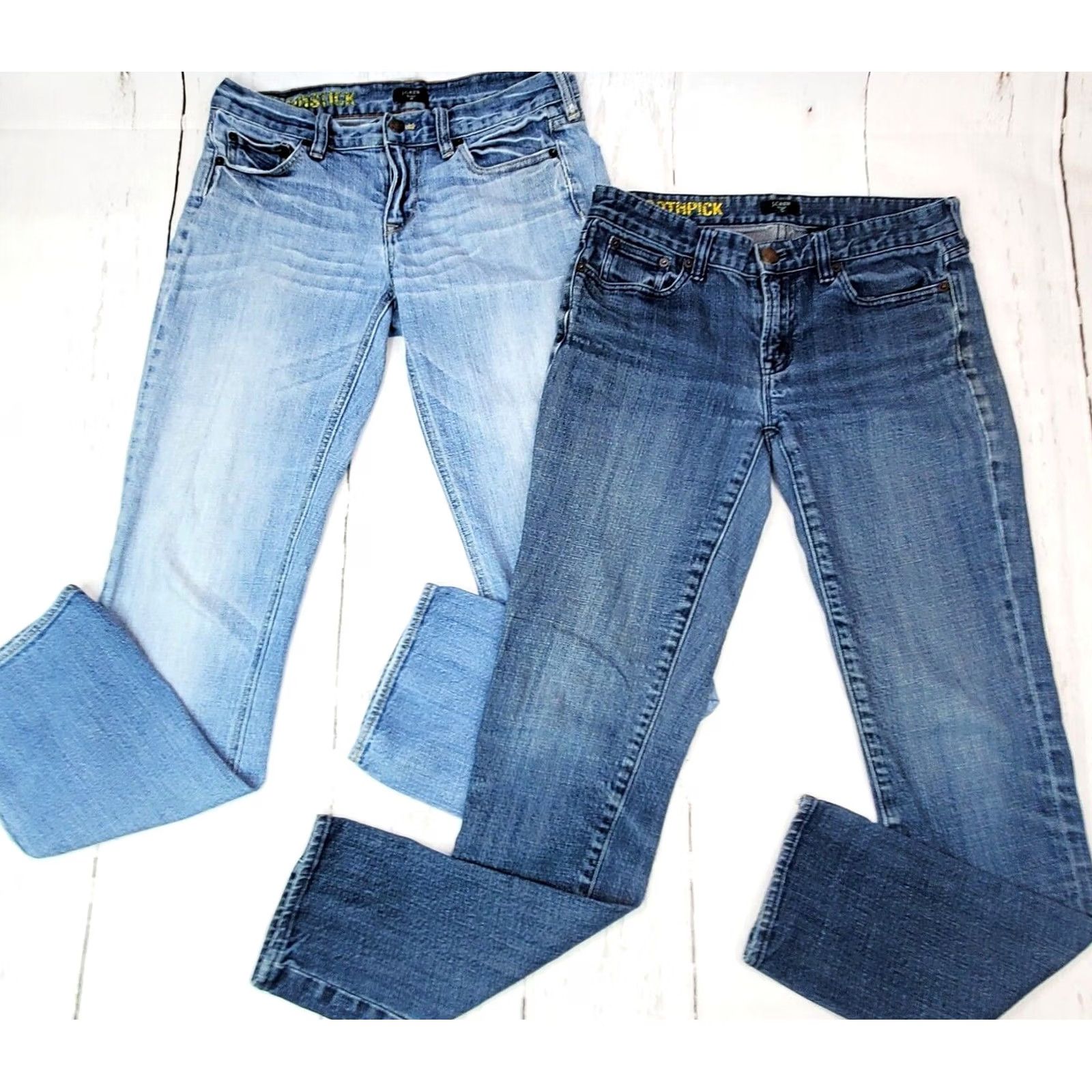 J.Crew J.CREW Toothpick Jeans 30x30 Blue Stretch Denim 2x Light & Dark Wash Women’s 28 Regular Waist 30 Inseam Belt Loops 5-Pocket Vintage: No Size 30" / US 8 / IT 44 - 2 Thumbnail