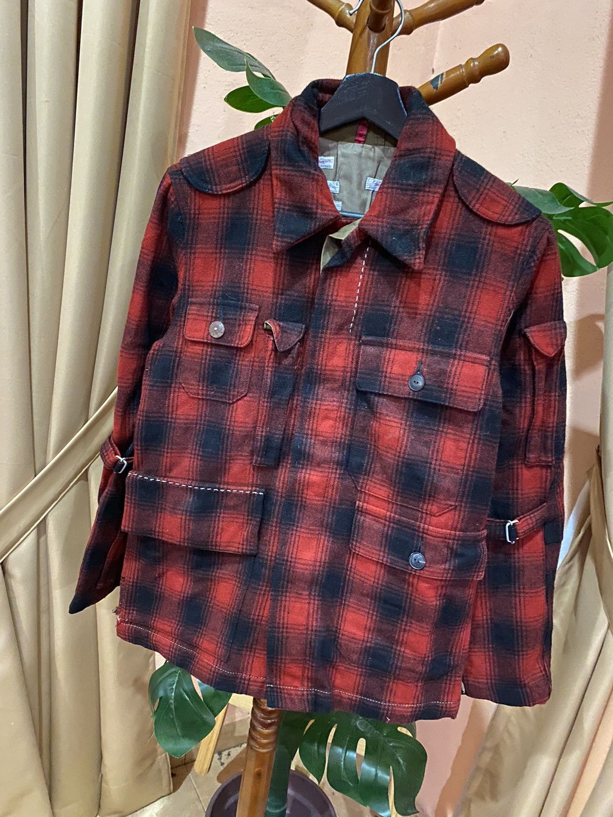Paul Smith Red Ear Jacket with Red-Black Plaid Pattern
