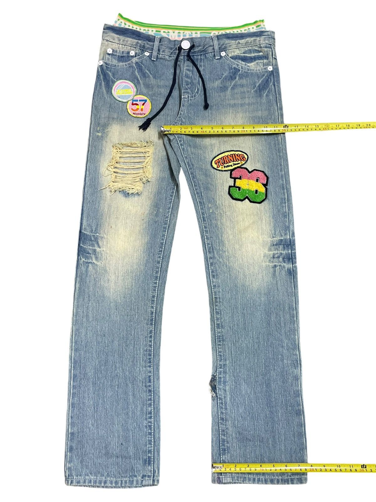 Japanese Brand Vintage Y2K Japanese Funky Patches Distressed Jogger Jeans Size 33" - 13 Thumbnail