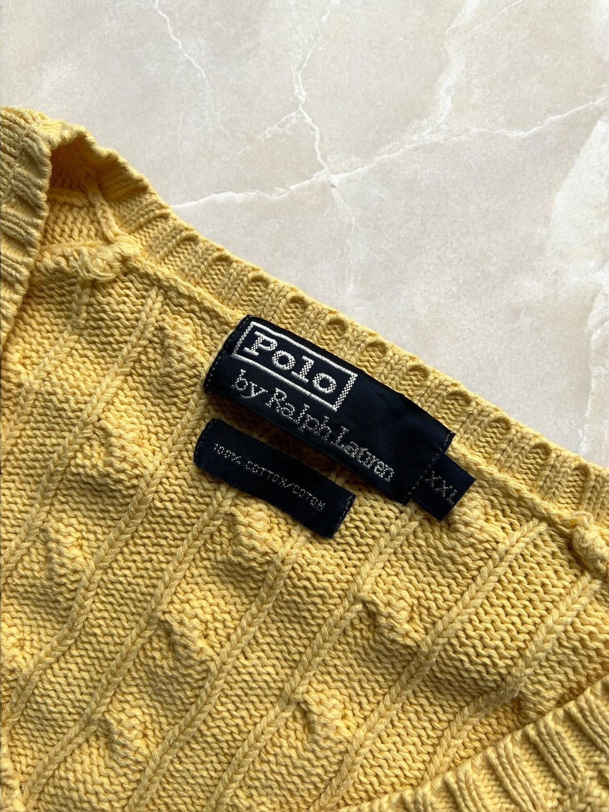 Polo Ralph Lauren × Vintage Polo RALPH LAUREN Yellow NEON Heavy KNIT Sweater sweatshirt Size US XL / EU 56 / 4 - 5 Thumbnail