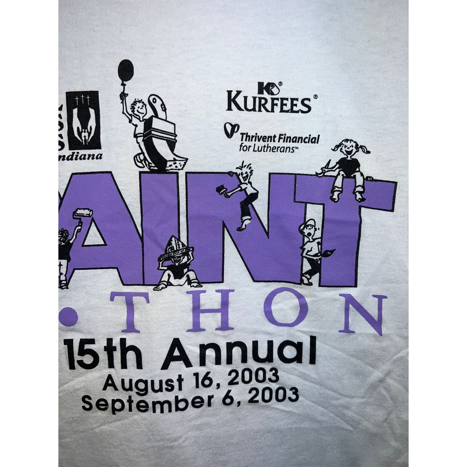 Fruit Of The Loom Vinage Paint Shirt Paint-A-Thon 15th Annual White Purple L Size US L / EU 52-54 / 3 - 3 Thumbnail