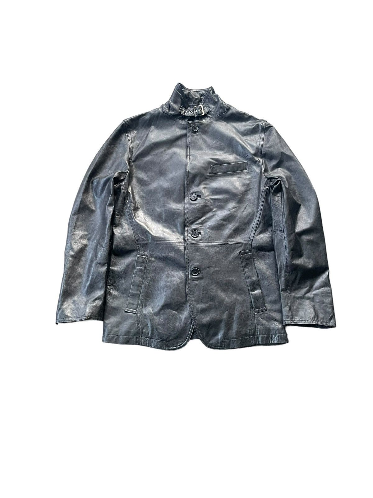 image of Leather Jacket x The Suits The Suit Company Leather Coat Jacket in Black, Men's (Size Medium)